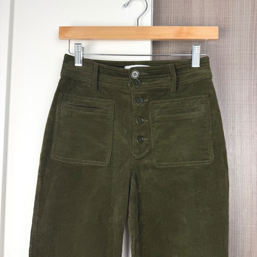 Apiece Apart Slim Marson Corduroy Pants Olive Green Ankle Cropped Granola Size 0 - Picture 5 of 12